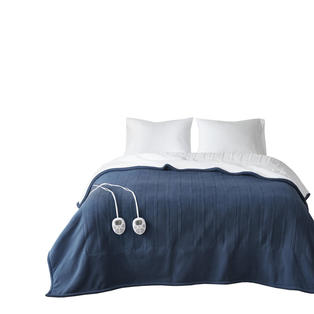 Serta Blue Polyester Cordless Electric Blanket, Queen