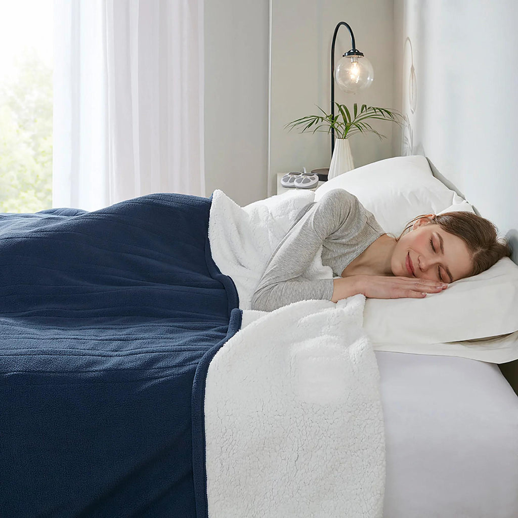 Serta Blue Polyester Cordless Electric Blanket, Queen