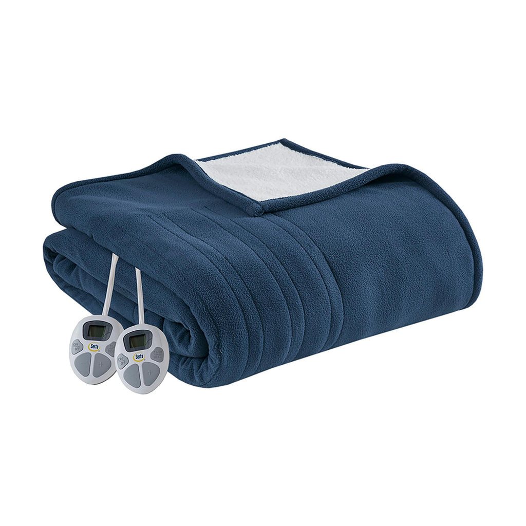 Serta Blue Polyester Cordless Electric Blanket, Queen