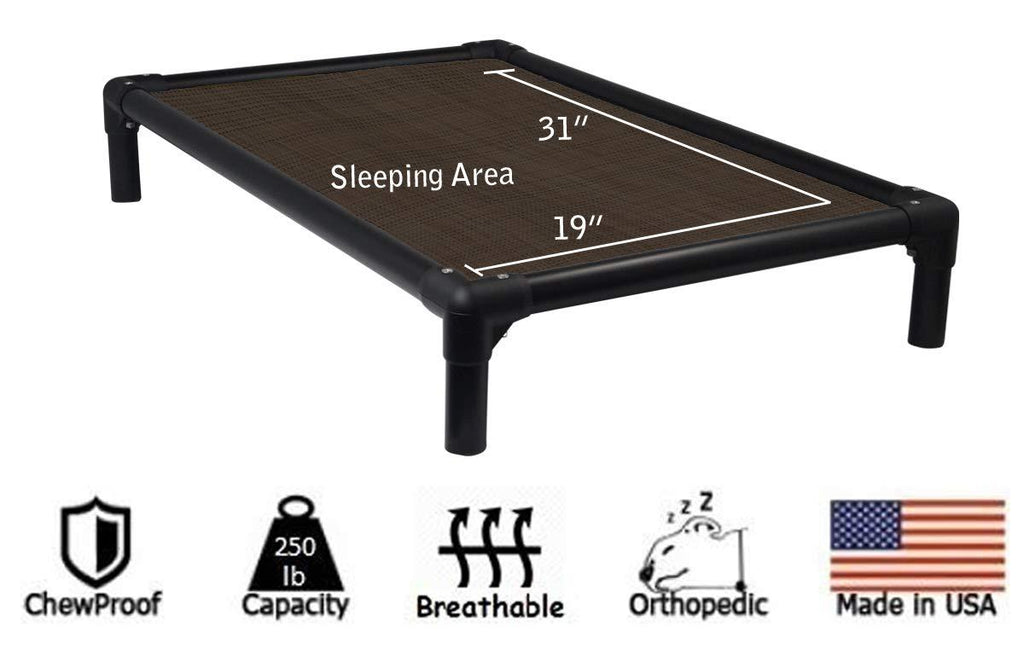 Kuranda Dog Bed - Chewproof - All Anodized Aluminum (Midnight Black) - Indoor/Outdoor - Elevated - Easy to Clean - Water Proof - Breathability - Vinyl Weave Fabric