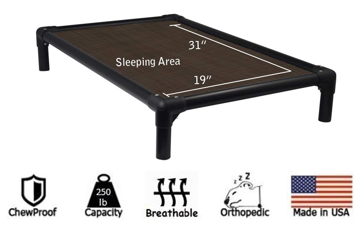 Kuranda Dog Bed - Chewproof - All Anodized Aluminum (Midnight Black) - Indoor/Outdoor - Elevated - Easy to Clean - Water Proof - Breathability - Vinyl Weave Fabric