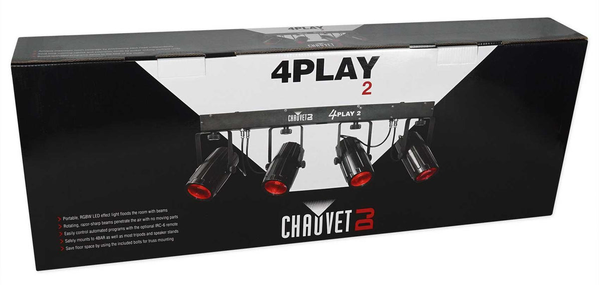 Pair Chauvet DJ 4PLAY 2 RGBW DMX Light Bar Packages+Bags+LED Fog Machine 4PLAY2