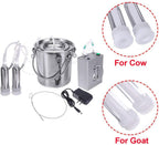 wangle 14l goat milking machine, portable farm cow milker with pulsation powered vacuum pump, livestock milking machine with 304 stainless steel milk bucket,cow
