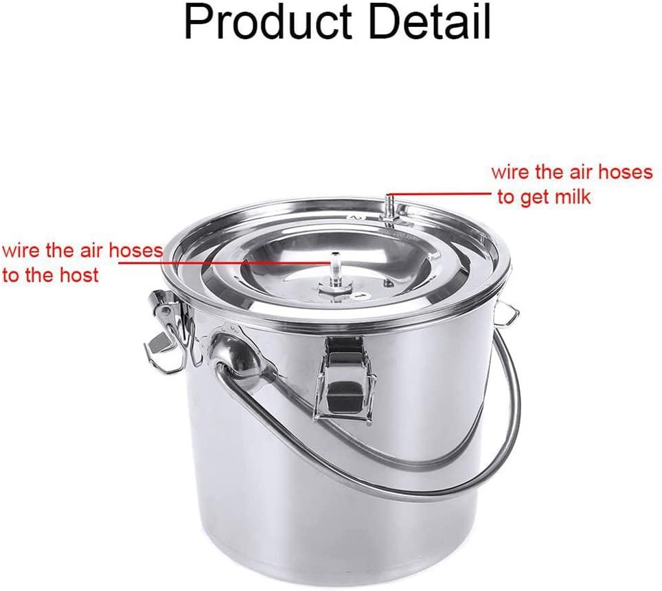 wangle 14l goat milking machine, portable farm cow milker with pulsation powered vacuum pump, livestock milking machine with 304 stainless steel milk bucket,cow