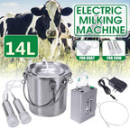 wangle 14l goat milking machine, portable farm cow milker with pulsation powered vacuum pump, livestock milking machine with 304 stainless steel milk bucket,cow