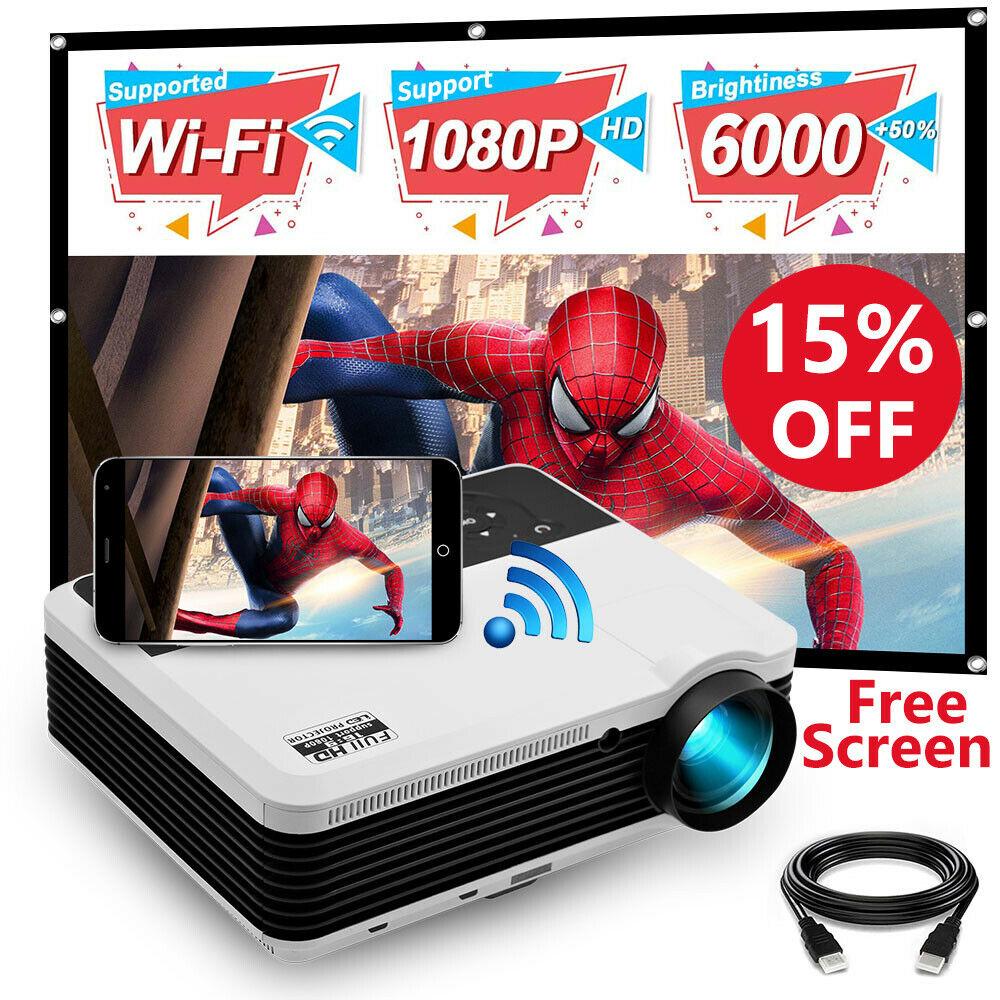 led android hd wifi projector blue-tooth lcd home theater wlan online apps tv