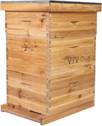 vivo complete beekeeping 30 frame beeswax coated beehive box kit with top vents, 10 medium, 20 deep, langstroth bee hive, bee-hv04c