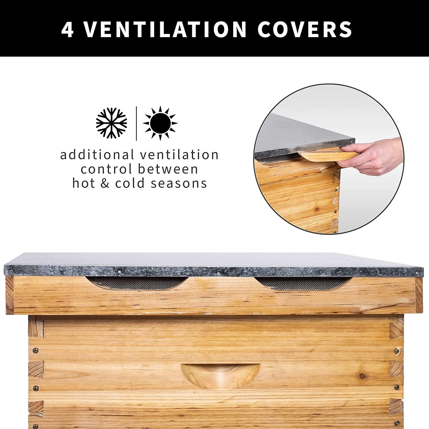 vivo complete beekeeping 30 frame beeswax coated beehive box kit with top vents, 10 medium, 20 deep, langstroth bee hive, bee-hv04c