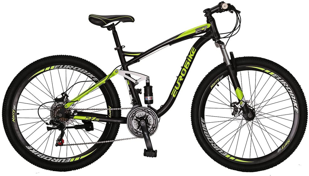 YH-E7 21 Speed Mountain Bike Full Suspension Frame 27.5 Inch 3-Spoke Mag Wheels Dual Disc Brakes Bikes for Men Orange/Green
