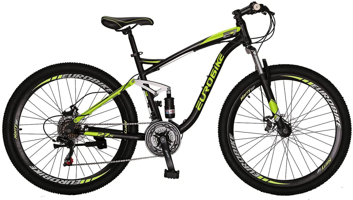 YH-E7 21 Speed Mountain Bike Full Suspension Frame 27.5 Inch 3-Spoke Mag Wheels Dual Disc Brakes Bikes for Men Orange/Green