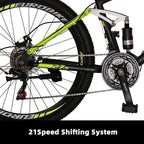 YH-E7 21 Speed Mountain Bike Full Suspension Frame 27.5 Inch 3-Spoke Mag Wheels Dual Disc Brakes Bikes for Men Orange/Green