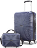 Hers N Hers Luggage with Spinner Wheels, 2-Piece Set (BeautyCrate plus Carry-On), Blueberry