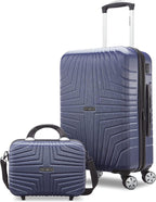 Hers N Hers Luggage with Spinner Wheels, 2-Piece Set (BeautyCrate plus Carry-On), Blueberry