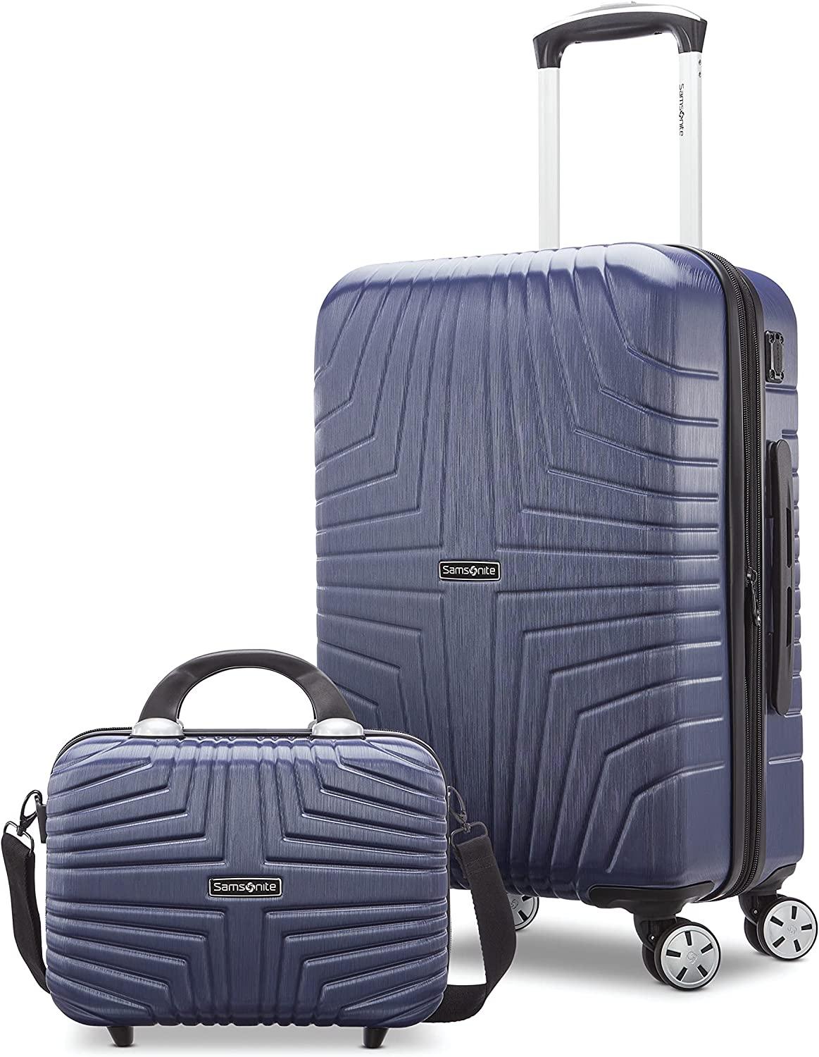 Hers N Hers Luggage with Spinner Wheels, 2-Piece Set (BeautyCrate plus Carry-On), Blueberry