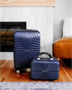 Hers N Hers Luggage with Spinner Wheels, 2-Piece Set (BeautyCrate plus Carry-On), Blueberry