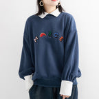 Velvet Embroidery Casual Sweatshirt