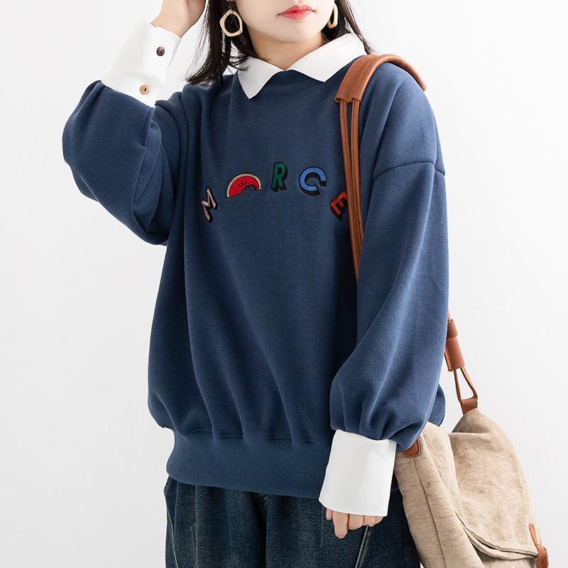 Velvet Embroidery Casual Sweatshirt