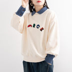 Velvet Embroidery Casual Sweatshirt