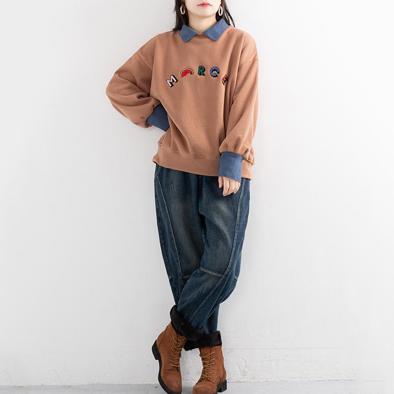 Velvet Embroidery Casual Sweatshirt