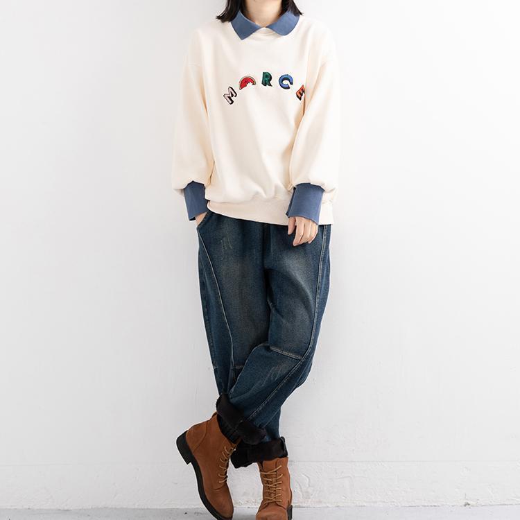 Velvet Embroidery Casual Sweatshirt