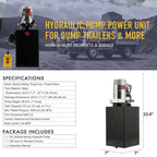 12 Volt Single Acting Hydraulic Pump for Dump Trailer 10 Quart Metal Reservoir