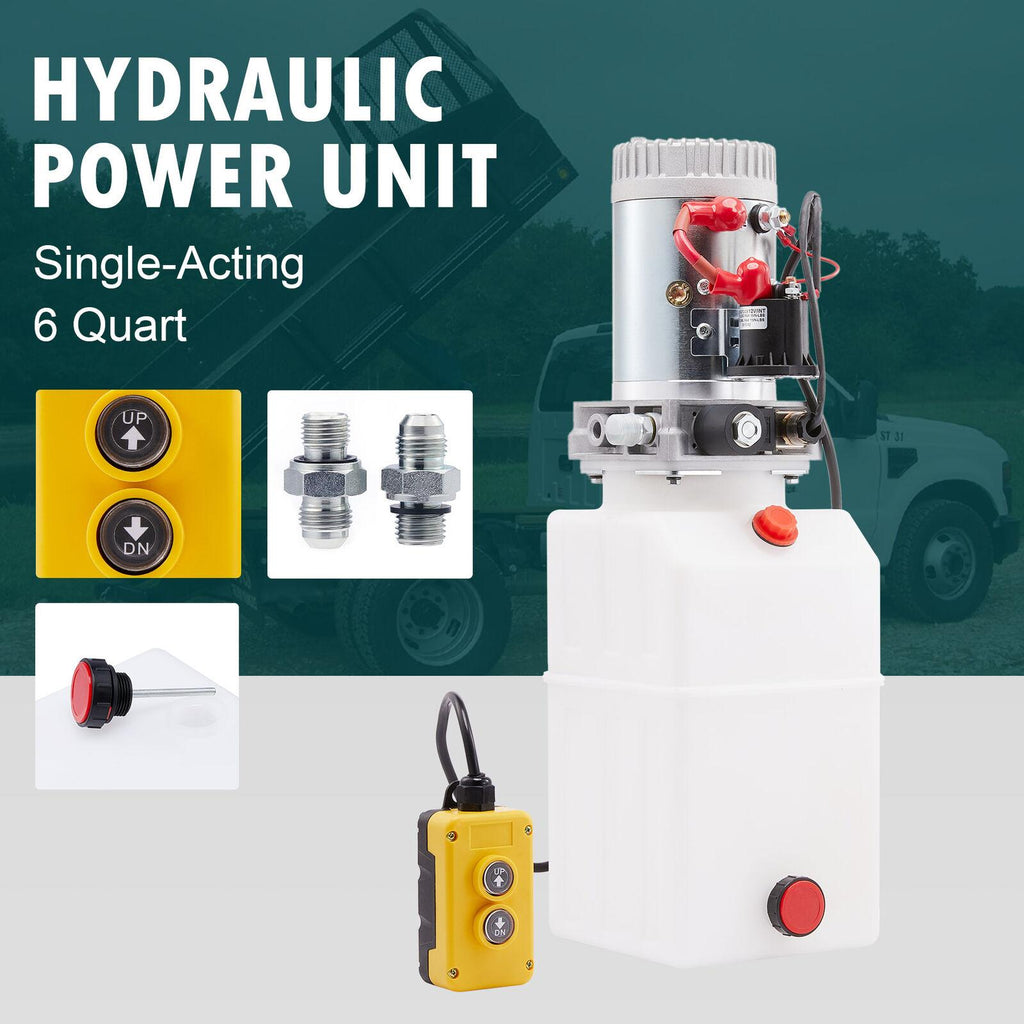 6 Quart 12V Single Acting Hydraulic Pump for Wheelchair Boat and Tailgate Lifts