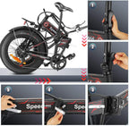 Speedrid Folding Electric Bike Fat Tire Electric Snow Bike 20" 4.0, 500W Powerful Motor, 36V 12.5Ah Removable Battery and Professional 6 Speed