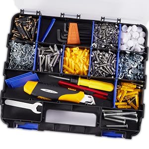 Hardware Organizer Box 34 Compartments Small Parts Organizer with Removable Dividers Durable Plastic Double Side Tools Box Screw Organizers For Nuts, Bolts, Screws, Nails 2Pack