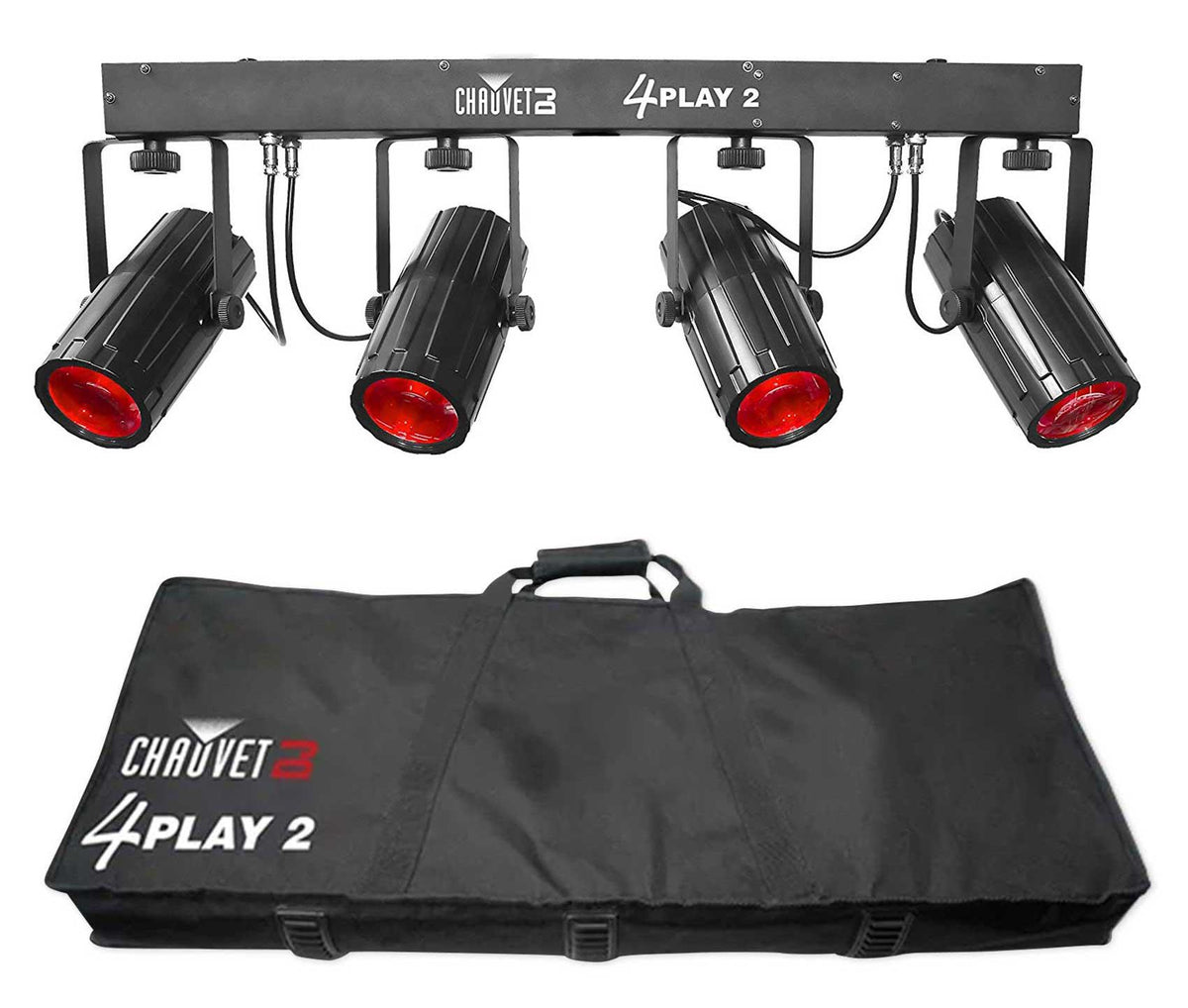 Pair Chauvet DJ 4PLAY 2 RGBW DMX Light Bar Packages+Bags+LED Fog Machine 4PLAY2