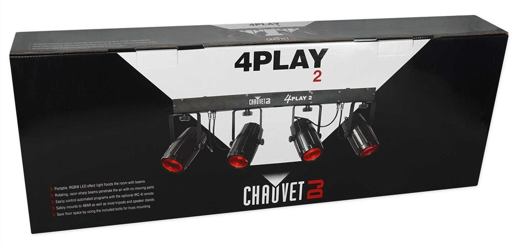 Pair Chauvet DJ 4PLAY 2 RGBW DMX Light Bar Packages+Bags+LED Fog Machine 4PLAY2