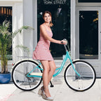 Womens Complete Cruiser Bikes, Comfort Beach Cruiser Bicycle Bike, 26'' Single Speed Beach Cruiser Bike with Rear Rack, High Carbon Steel Frame, Womens Road Bike for Leisure Picnics &amp; Shopping