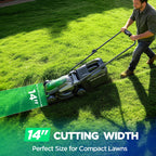 14" Cordless Lawn Mower, 20V Lightweight Push Mower with 5.0Ah Battery, Ultra-Quiet Motor for Small Yards, Lawn Care, Backyard Maintenance