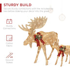 2-Piece Moose Family Lighted Christmas Yard Decoration Set w/ 170 LED Lights, Stakes, Zip Ties