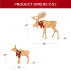 2-Piece Moose Family Lighted Christmas Yard Decoration Set w/ 170 LED Lights, Stakes, Zip Ties