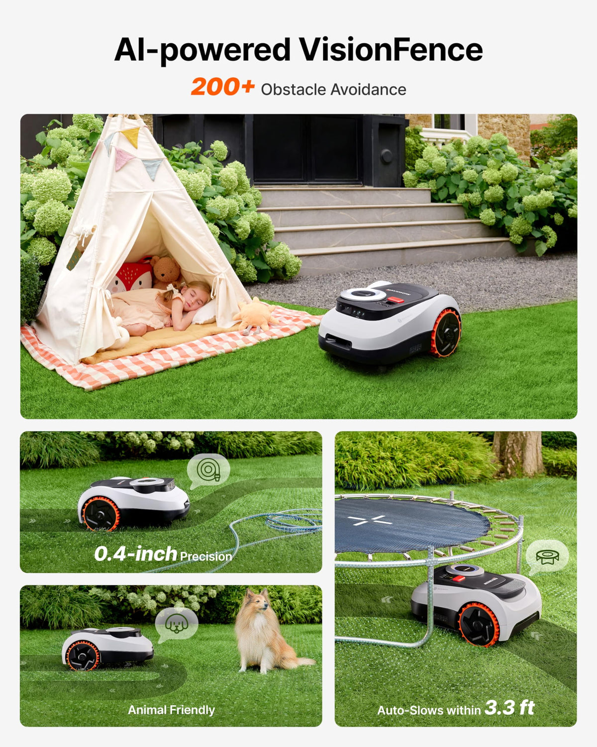 Segway  i215 LiDAR Robot Lawn Mower, Wire Robotic Lawn Mower for 0.37 Acre, LiDAR &amp; Vision Dual Fusion, Auto Mapping, Off-Road Wheels for 45% Slopes, Quiet 59 dB(A) Mowing