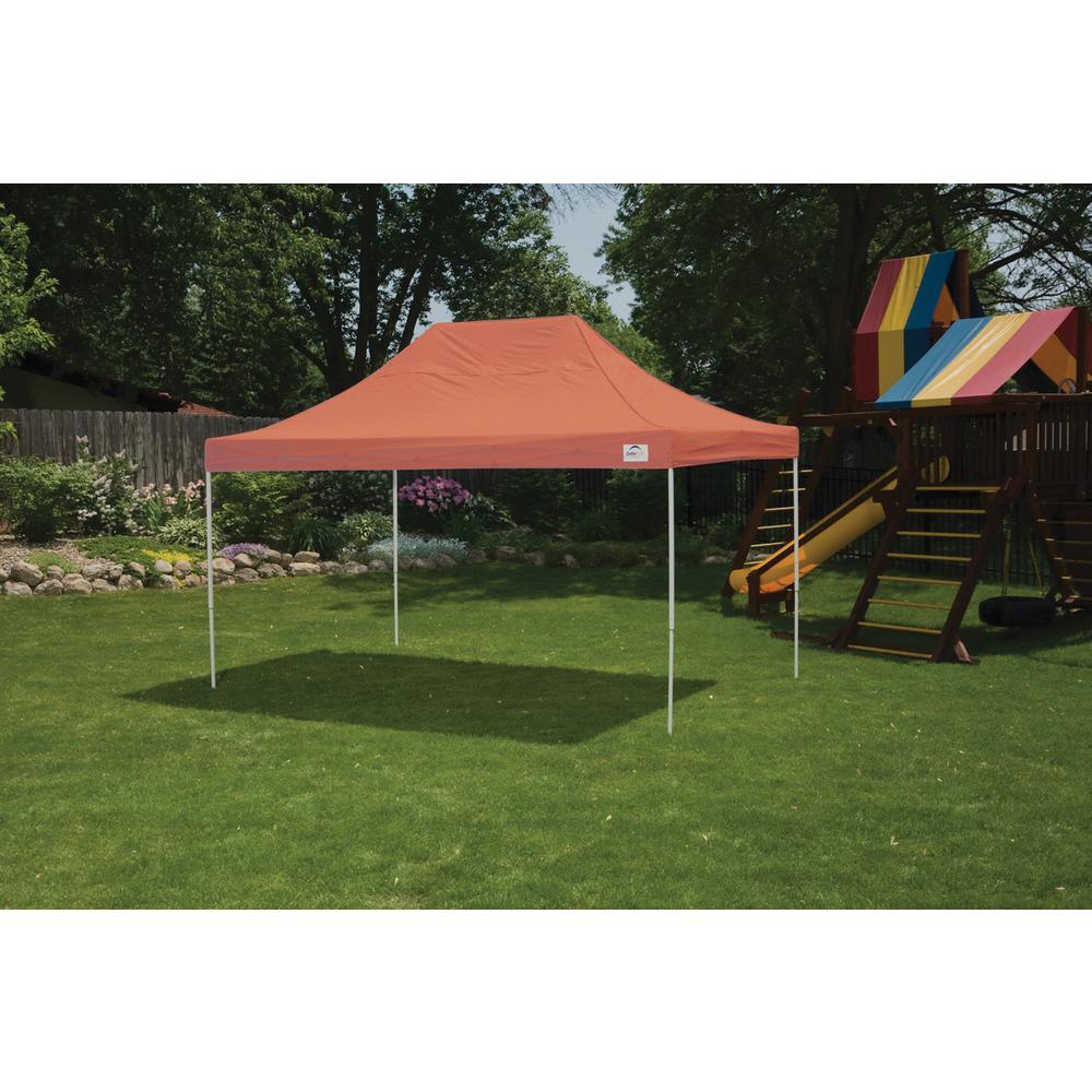10 ft. x 15 ft. W Pro Straight-Leg Pop-Up Canopy w/Terracotta Cover, StoraBag, and 4-Position-Adjustable Steel Frame