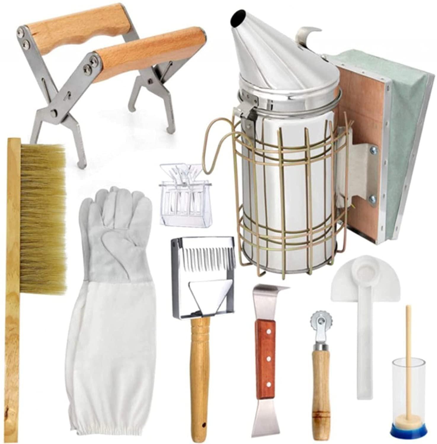 roliafeesy beekeeping tools set 10 pcs beekeeping supplies tool kit bee smoker kit bee keeping tool bee hives supplies starter kit