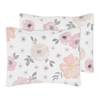 Watercolor Floral Pink and Grey Comforter Set by Sweet Jojo s