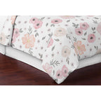 Watercolor Floral Pink and Grey Comforter Set by Sweet Jojo s