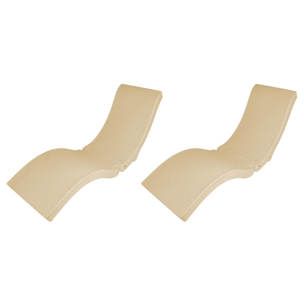 SwimWays TerraSol Sonoma All Weather Rattan-Look Low Profile Deck or In-Pool Chaise Lounge Chair Pool Float, Light Beige (2