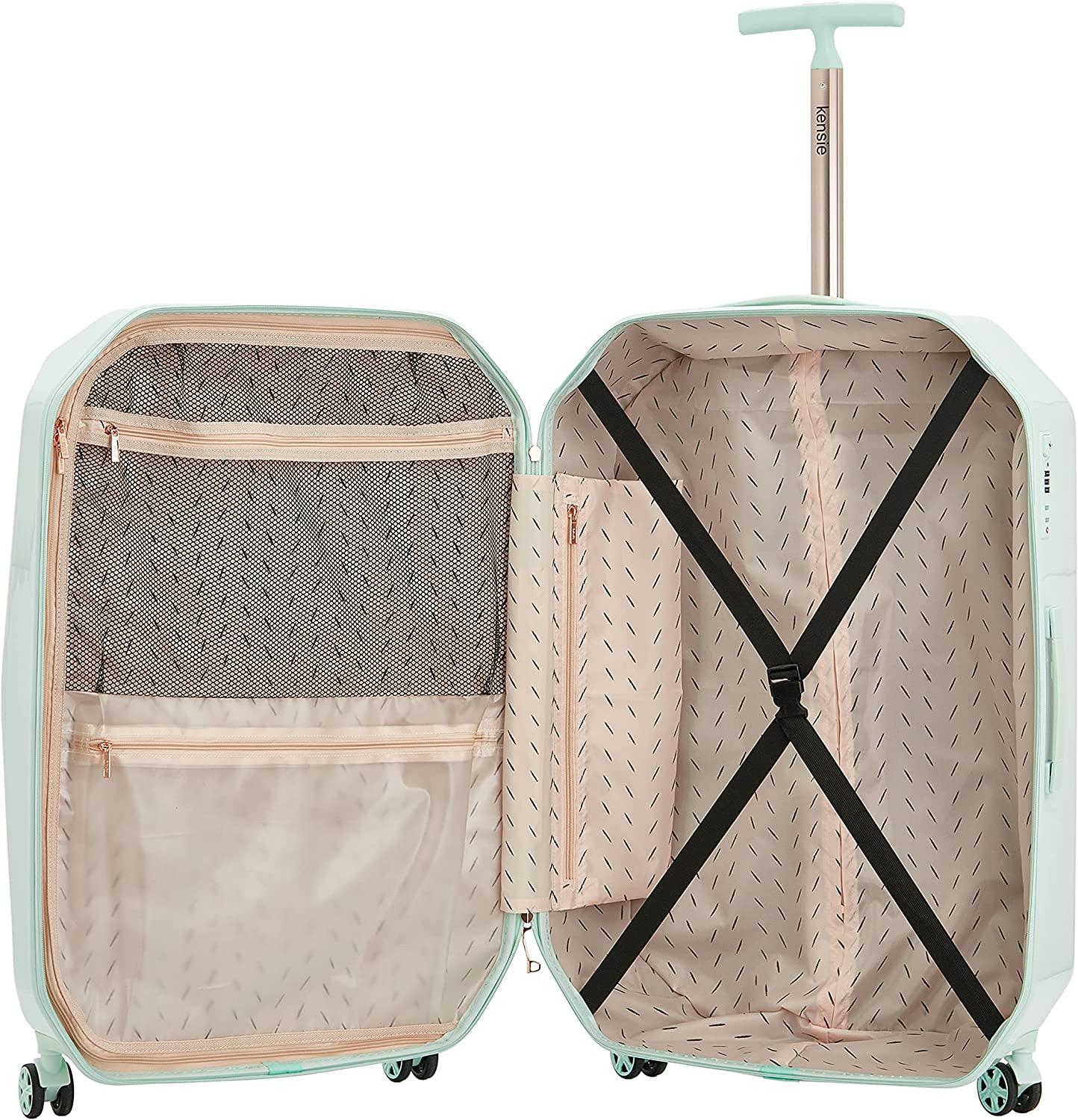 Women's 3D Gemstone TSA Lock Hardside Spinner Luggage, Mint, 2 Piece Set (28"/20")