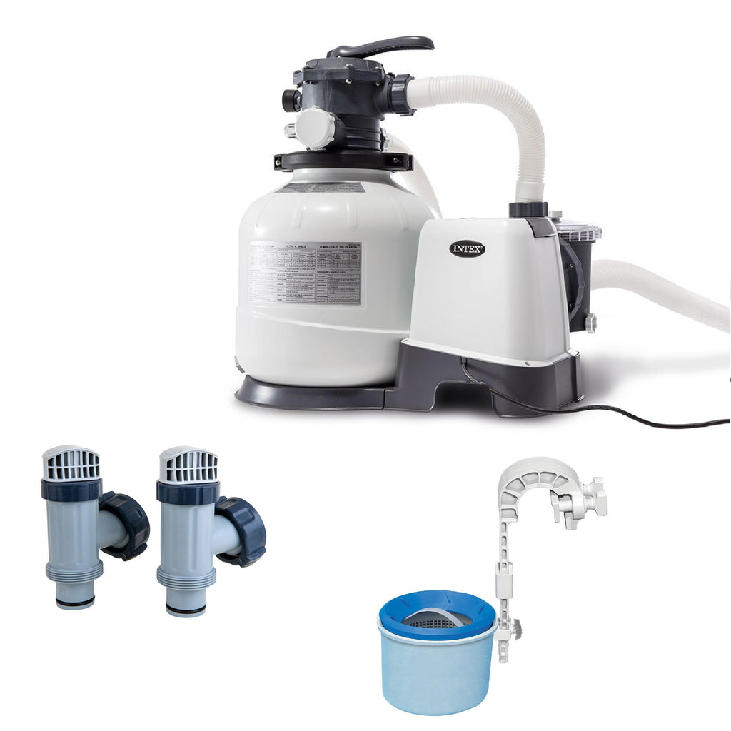 intex 2800 gph sand filter pump w/ automatic timer replacement valves &amp; skimmer