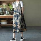 Summer Retro Sleeveless V-Neck Loose Denim Dress
