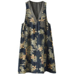 Summer Retro Sleeveless V-Neck Loose Denim Dress