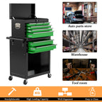 8-Drawer High Capacity Rolling Tool Chest, Removable Cabinet StoraTool Box with Wheels and Drawers, Detachable Toolbox with Lock for Workshop Mechanics Garage(Black&Green)