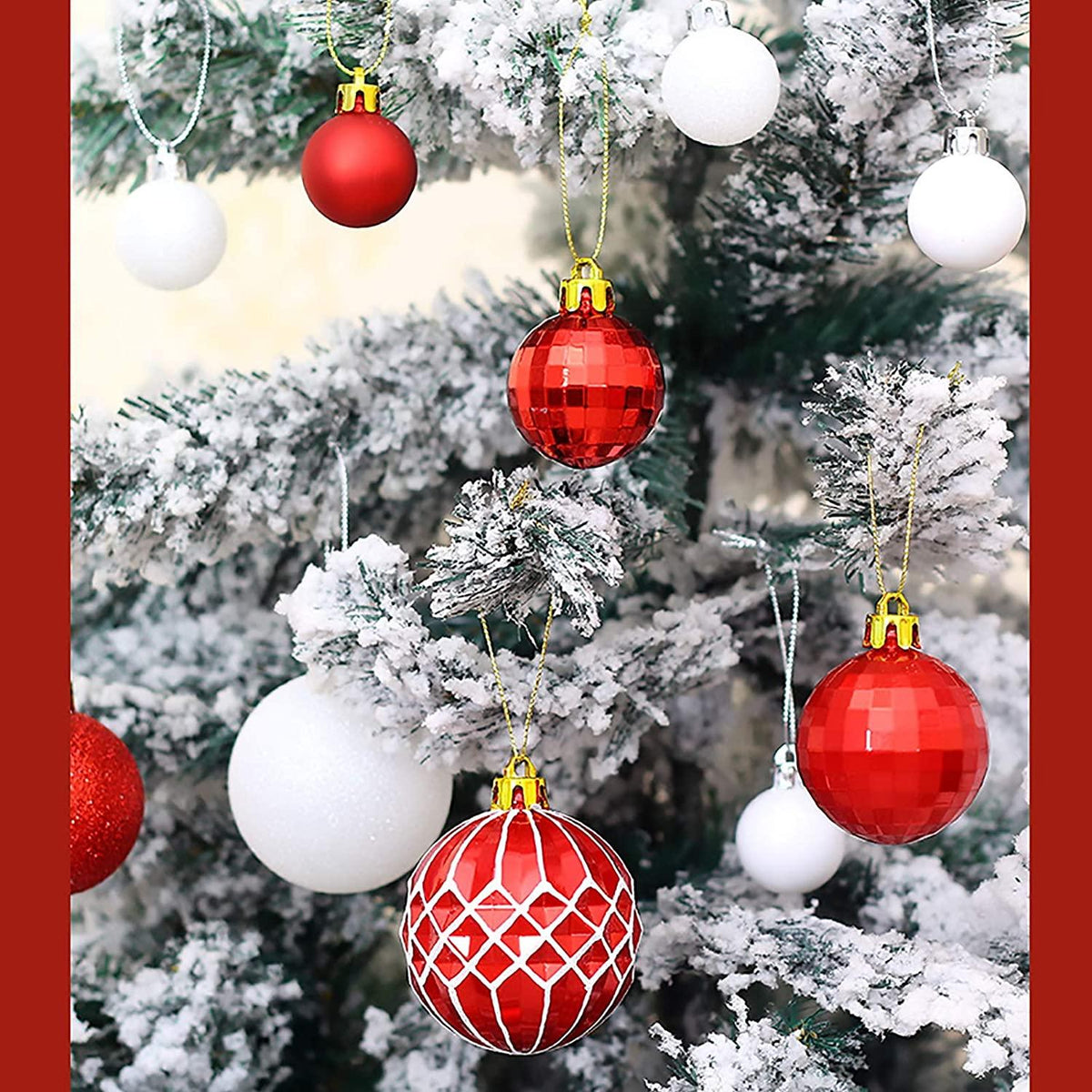 WBF Holiday Decoration Christmas Ball Ornaments- 3/4/5/6/ 8cm Christmas Tree Decoration Ball Shiny Bauble Xmas Party Painted Hanging Ball Home Ornament Decor 50 Pcs/10boxes Ball Ornaments