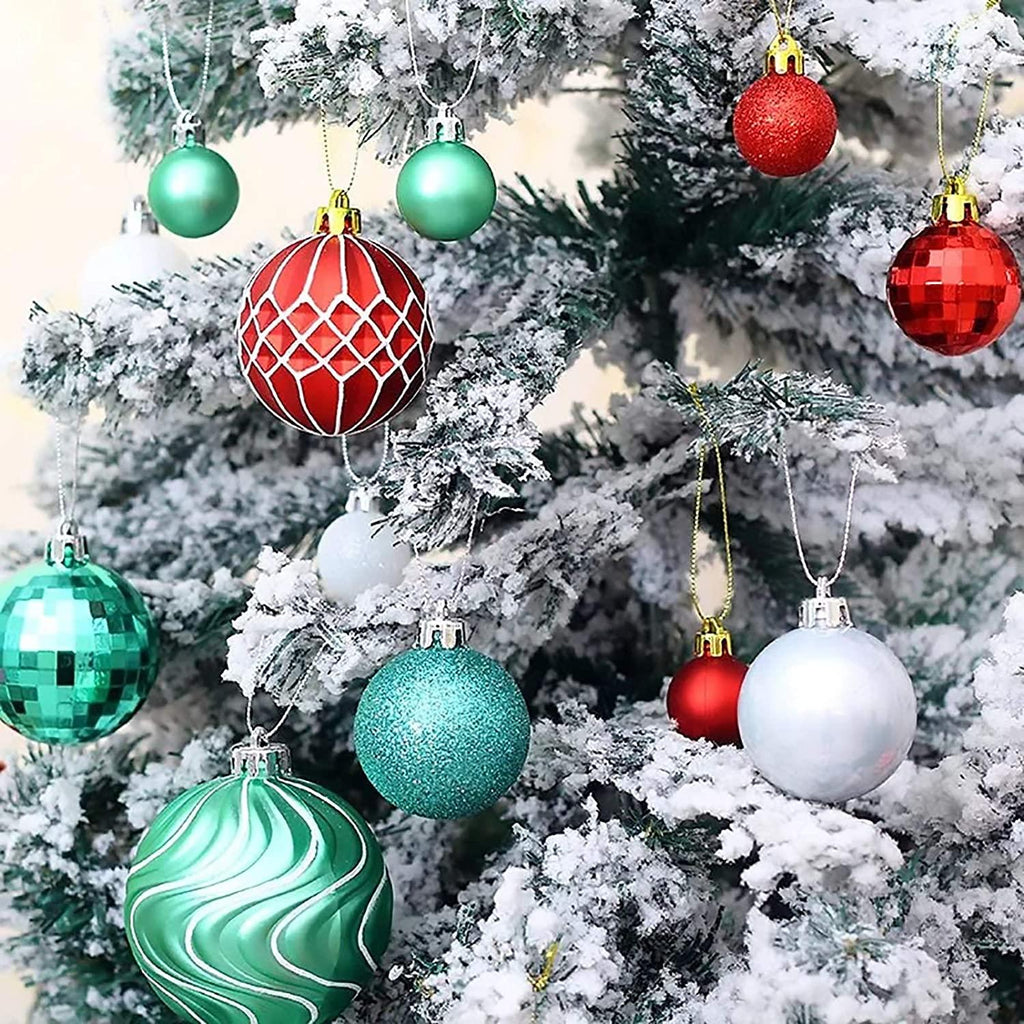 WBF Holiday Decoration Christmas Ball Ornaments- 3/4/5/6/ 8cm Christmas Tree Decoration Ball Shiny Bauble Xmas Party Painted Hanging Ball Home Ornament Decor 50 Pcs/10boxes Ball Ornaments