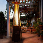 PAMAPIC Patio heater, 42000 BTU Stainless Steel Pyramid Patio heater with Cover, Outdoor Propane Heater on Wheels Easily Move, Glass Tube Patio Heater great for backyards, restaurant, cafeteria, etc.