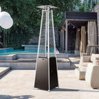 PAMAPIC Patio heater, 42000 BTU Stainless Steel Pyramid Patio heater with Cover, Outdoor Propane Heater on Wheels Easily Move, Glass Tube Patio Heater great for backyards, restaurant, cafeteria, etc.