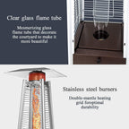 PAMAPIC Patio heater, 42000 BTU Stainless Steel Pyramid Patio heater with Cover, Outdoor Propane Heater on Wheels Easily Move, Glass Tube Patio Heater great for backyards, restaurant, cafeteria, etc.